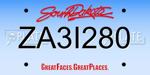 ZA3I280 South Dakota License Plate