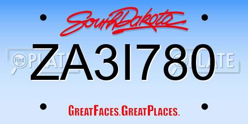 ZA3I780 South Dakota License Plate