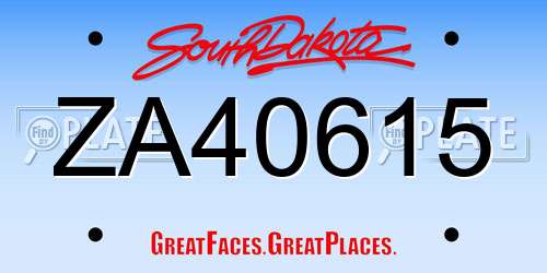 ZA40615 South Dakota License Plate