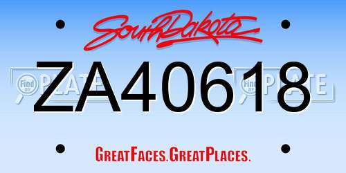 ZA40618 South Dakota License Plate