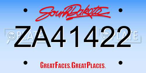 ZA41422 South Dakota License Plate