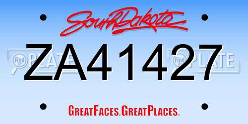 ZA41427 South Dakota License Plate