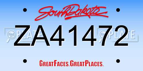 ZA41472 South Dakota License Plate