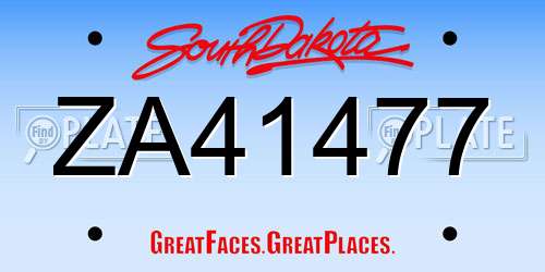 ZA41477 South Dakota License Plate