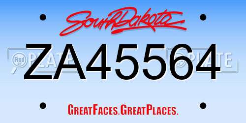 ZA45564 South Dakota License Plate