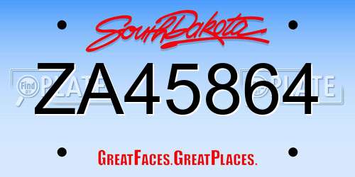 ZA45864 South Dakota License Plate