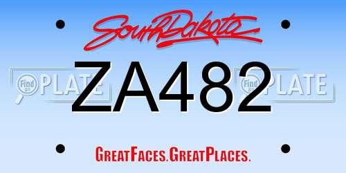 ZA482 South Dakota License Plate