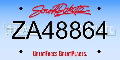 ZA48864 South Dakota License Plate