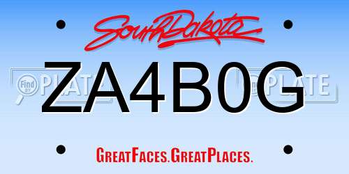 ZA4B0G South Dakota License Plate
