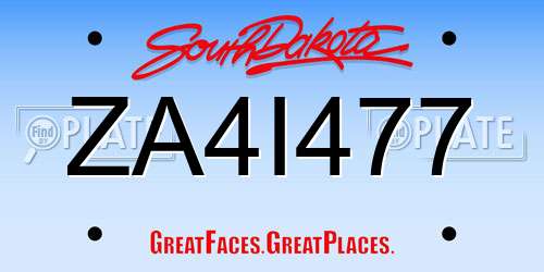 ZA4I477 South Dakota License Plate