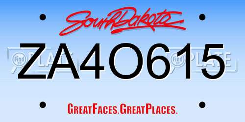 ZA4O615 South Dakota License Plate