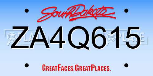 ZA4Q615 South Dakota License Plate