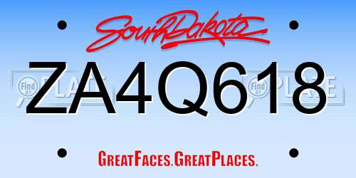 ZA4Q618 South Dakota License Plate