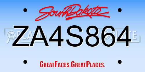 ZA4S864 South Dakota License Plate