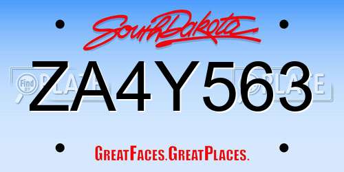 ZA4Y563 South Dakota License Plate