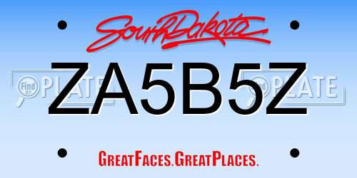 ZA5B5Z South Dakota License Plate