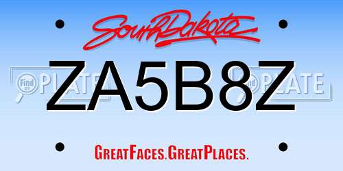 ZA5B8Z South Dakota License Plate