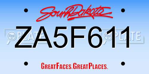 ZA5F611 South Dakota License Plate