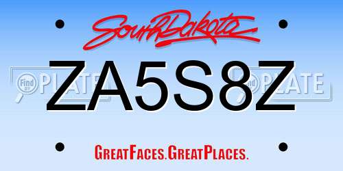 ZA5S8Z South Dakota License Plate