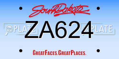 ZA624 South Dakota License Plate