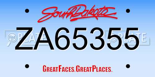 ZA65355 South Dakota License Plate