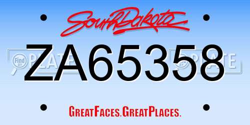 ZA65358 South Dakota License Plate