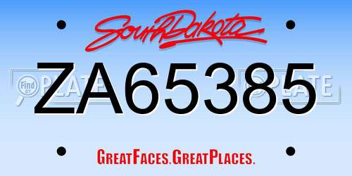 ZA65385 South Dakota License Plate