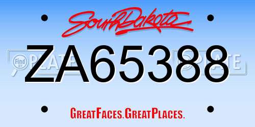 ZA65388 South Dakota License Plate