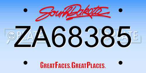 ZA68385 South Dakota License Plate
