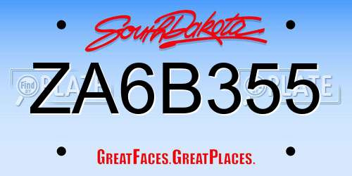 ZA6B355 South Dakota License Plate