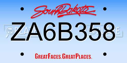 ZA6B358 South Dakota License Plate