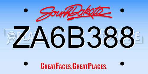 ZA6B388 South Dakota License Plate