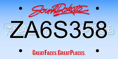 ZA6S358 South Dakota License Plate