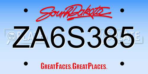 ZA6S385 South Dakota License Plate