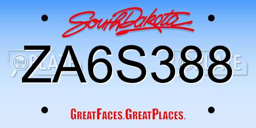 ZA6S388 South Dakota License Plate