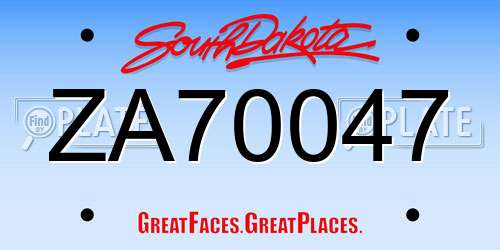 ZA70047 South Dakota License Plate