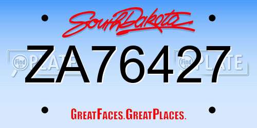 ZA76427 South Dakota License Plate