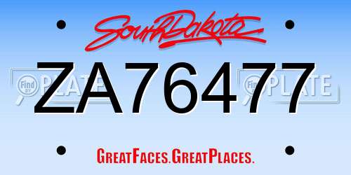 ZA76477 South Dakota License Plate