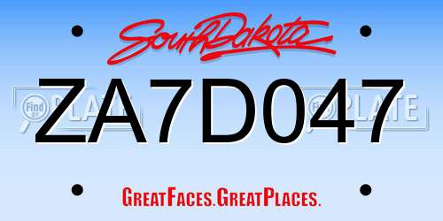 ZA7D047 South Dakota License Plate