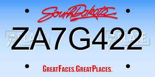 ZA7G422 South Dakota License Plate