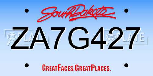ZA7G427 South Dakota License Plate