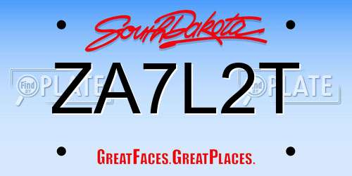 ZA7L2T South Dakota License Plate