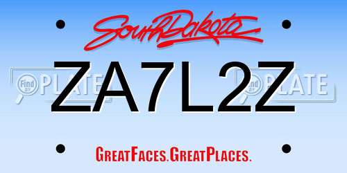 ZA7L2Z South Dakota License Plate