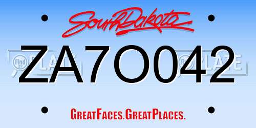 ZA7O042 South Dakota License Plate