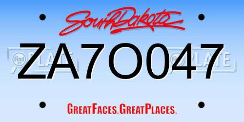 ZA7O047 South Dakota License Plate