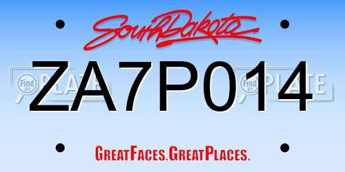 ZA7P014 South Dakota License Plate