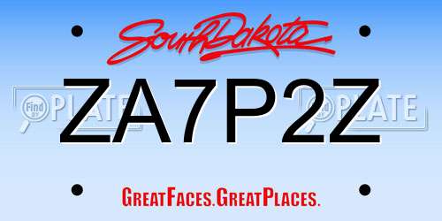 ZA7P2Z South Dakota License Plate