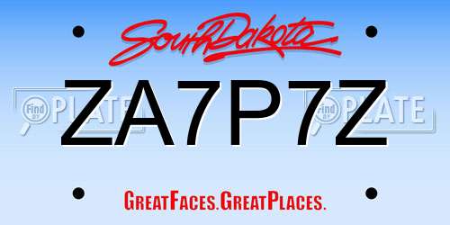 ZA7P7Z South Dakota License Plate