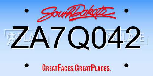 ZA7Q042 South Dakota License Plate