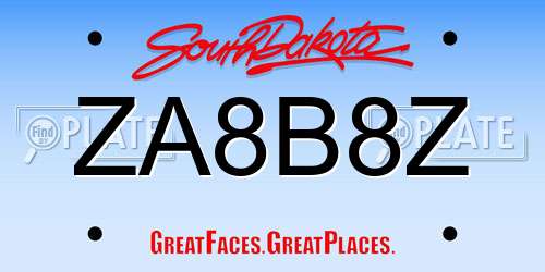ZA8B8Z South Dakota License Plate